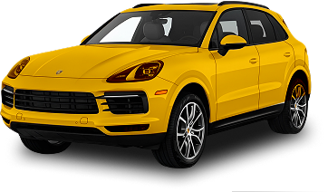 Porsche SUV completely covered in yellow paint protection film, illustrating full body coverage including all panels and trim.